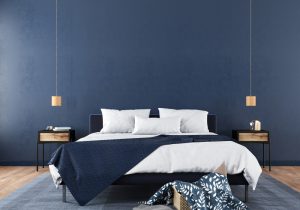 Modern,Bedroom,Interior,With,A,Stylish,Combination,Of,Trendy,Blue